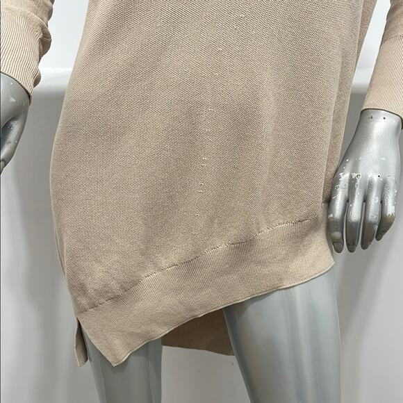 Brochu Walker Name Brand Cut Off Beige V-Neck  Asymmetrical Women's Sweater - Picture 5 of 12